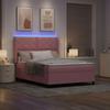 Boxspring Bed with LED Light Strips Pink 160 X 200 Cm Velvet