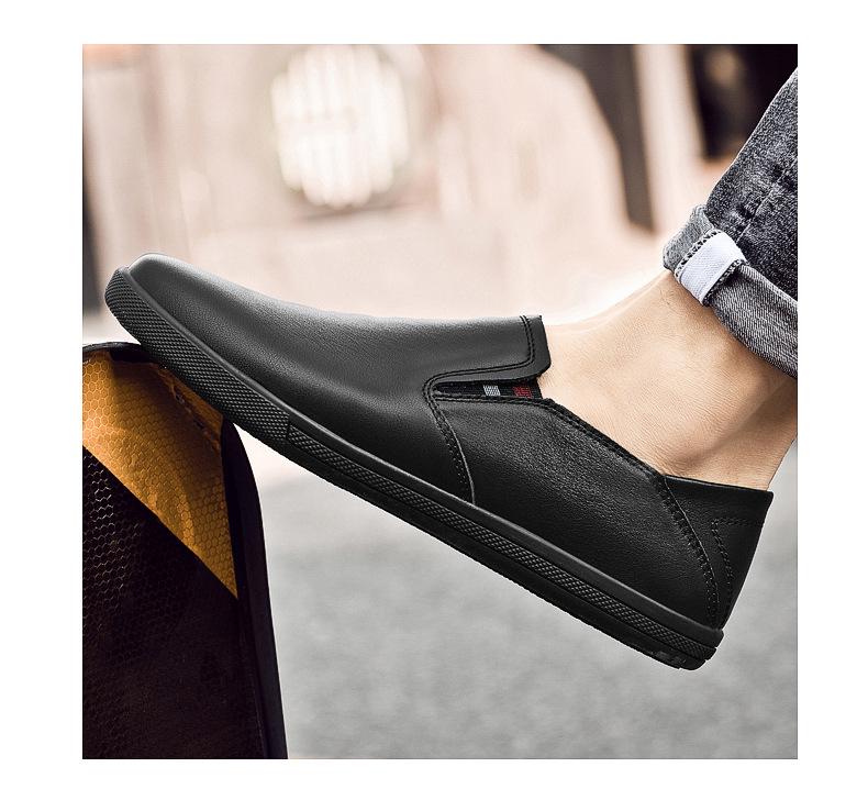 Men's Spring Casual Loafers: Breathable Two-Use Cowhide White Slip-Ons