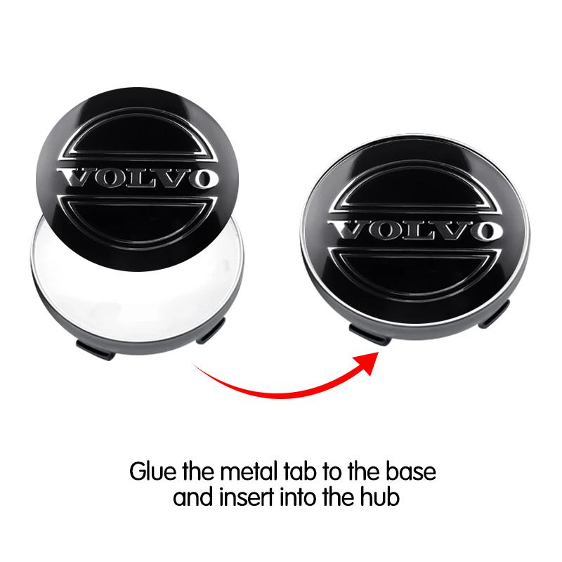 4 pezzi 56/60mm Adesivi Coprimozzo Ruota Auto per Volvo Rdesign AWD C30 C70 S40 S60 S70 S80 S90 V40 V50 V60 V70