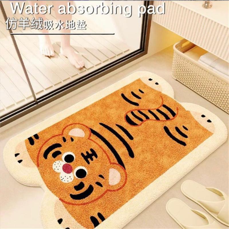 50x80cm Cat Shaped Floor Mat Imitation Cashmere Weaving Machine Printed Washed Kitchen Bathroom Entrance Door Anti Slip
