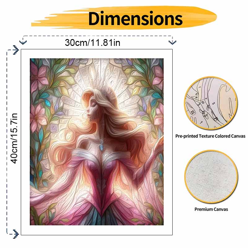 Disney Stained Glass Princess Oil Paint Hand Painting Kit Decoration Classic Style Home Decor Elegant Floral Art Wall Hanging Gift Craft