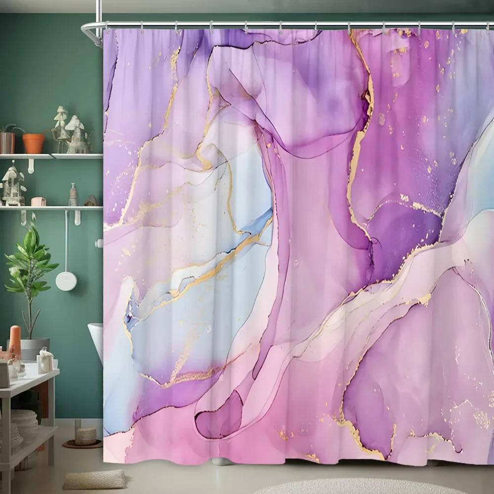 Marble Textured Shower Curtain Luxury Modern Geometric Creative Irregular Ink Art Home Polyester Fabric Bathroom Decor Curtains