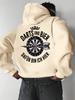Men's College-style Retro Trendy Casual Sporty Outdoor Warm Hooded Sweatshirt with Throwball Love Pattern and Artistic Print.