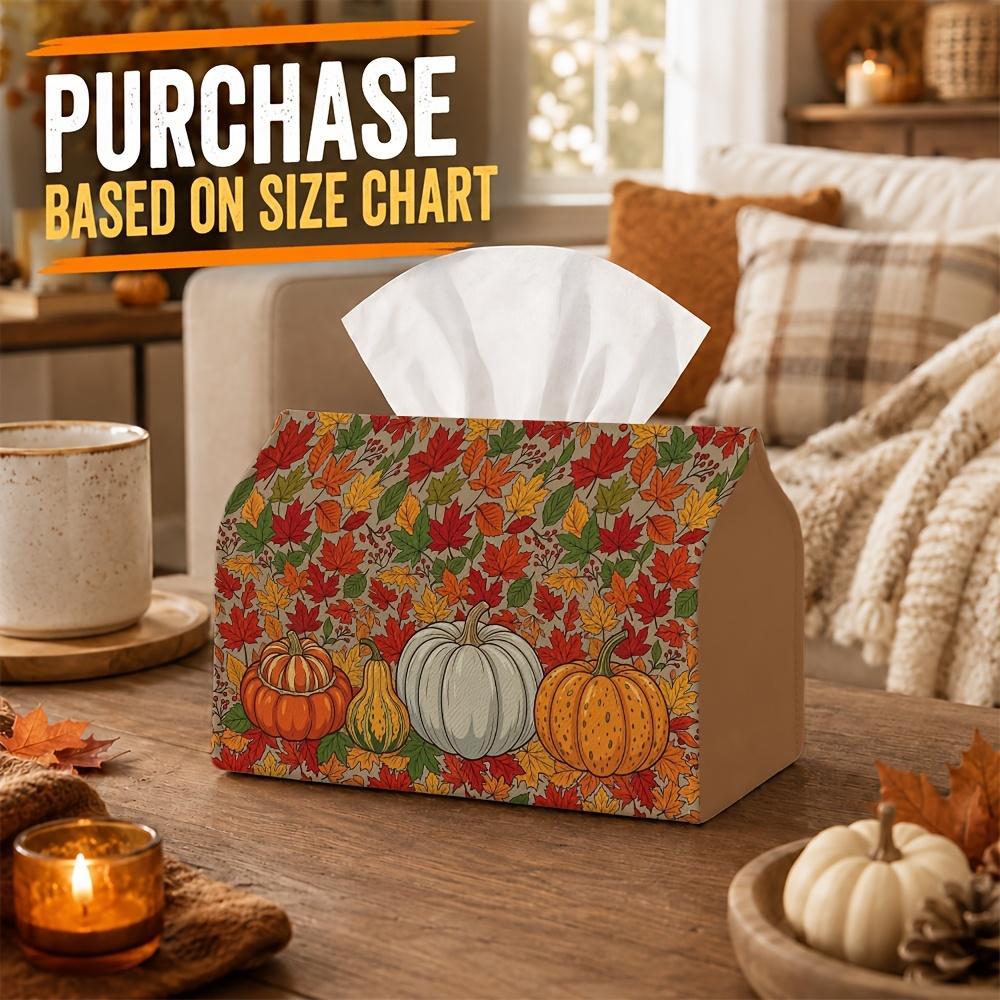 1pc Autumn Party Tissue Box, Classic Autumn Botanical, Multifunctional Tissue Holder, Pumpkin Maple Leaf Foliage, Outdoor Picnic Party Supplies, Deskt