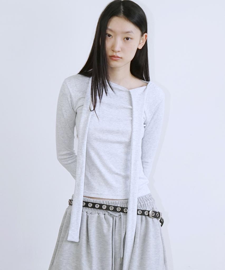 PROVO Scarf Long Sleeve T-Shirt / Gray