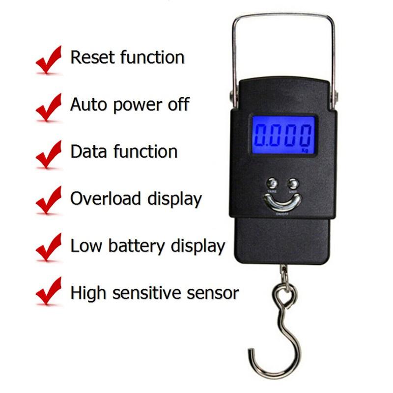 Bilancia elettronica portatile per uso domestico da 50 kg Mini bilancia portatile con sensore ad alta sensibilità Bilancia elettronica con display digitale Bilancia sospesa