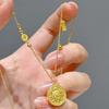Chinese Antique Sand Gold Filigree Compass Pendant Necklace for Women