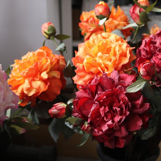 Artificial Flowers Bendable Stems Adjustable Luxury Peony Bouquet Realistic Silk Petals Home Decor for Living Room Dining Table Centerpiece