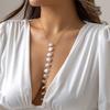 Sexy Exaggerated Beach Casual Body Wear Jewelry Chain Necklace, Imitation Pearl Pendant, Fringed Necklace, Breast Chain for Women
