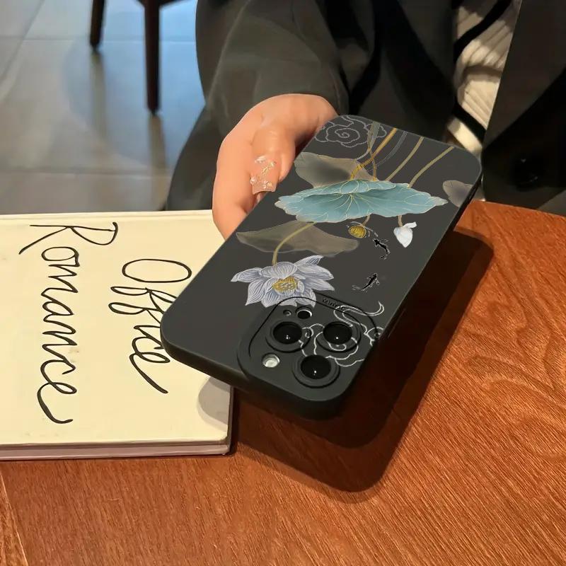 For iPhone 16 15 14 13 12 11 Pro Max Shockproof Blue Floral Pattern Phone Cover For iPhone XS XR 7 8 Plus 16 Soft Silicone Case