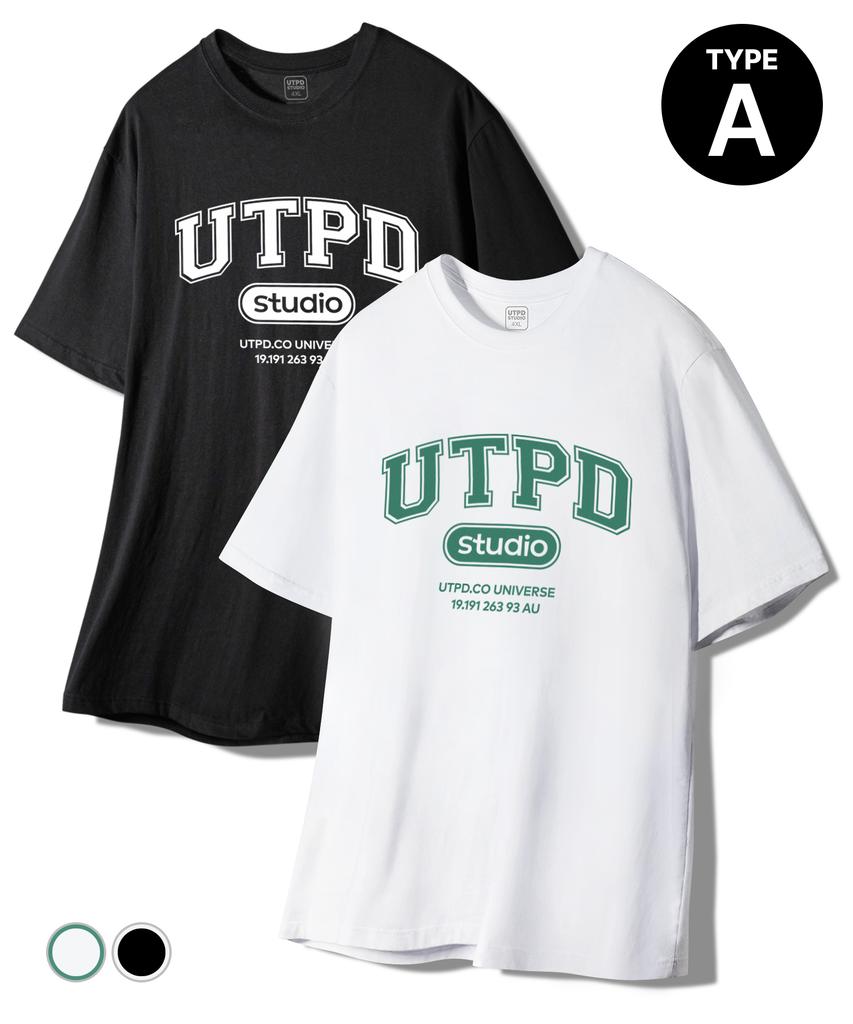 UNTAPPED STUDIO [2Set] 5 Types Summer Signature Graphic Logo Oversized Short Sleeve T-Shirt (Type B)