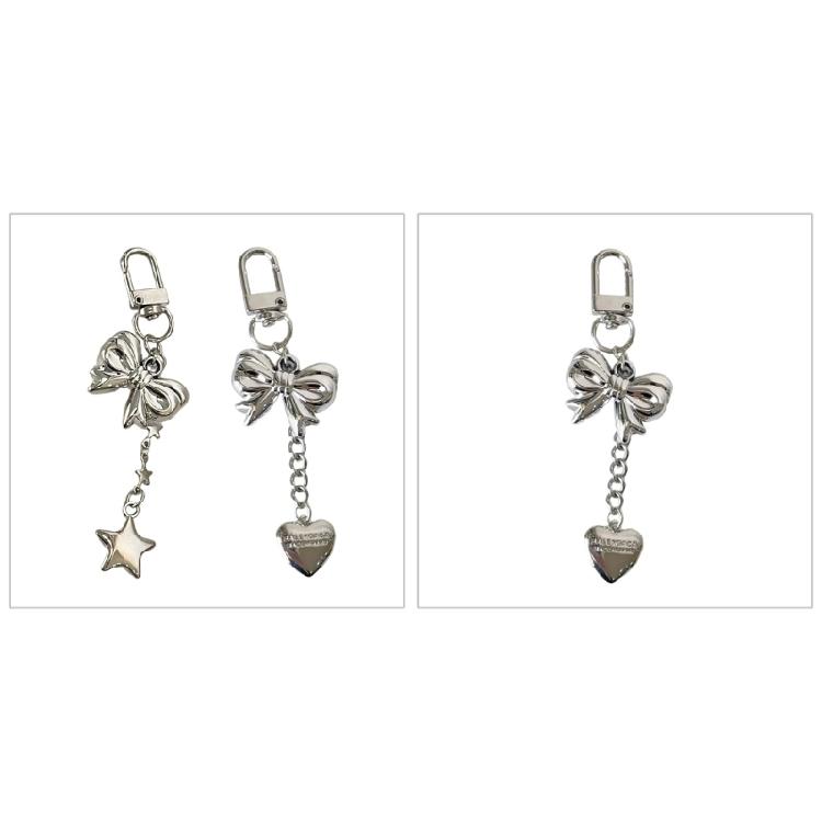 Fashion Heart Bowknot Chain Keychain Hanging Decorations Keyring Ornament