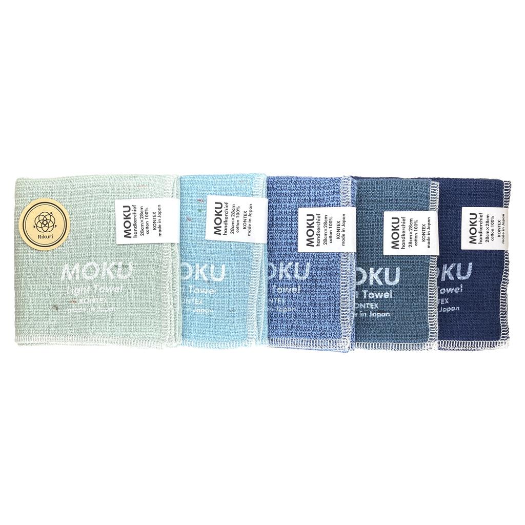 MOKU Handkerchiefs, 5-Piece Set, Gradient, Thin, Quick-Drying, Gift, Present, Souvenir (Ocean)