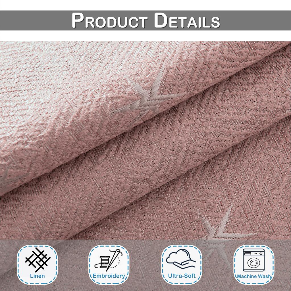 Linen Curtains Drapes for Living Room Bedroom Decor Embroidery Star Curtains Eyelets Darkening Grommets Top Kids Windows Panel