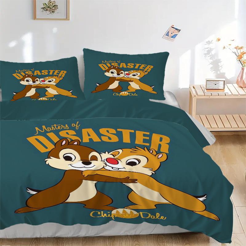 3pcs Chip 'n' Dale Masters of Disaster Print Bedding Set (1 Cover + 2 Pillowcases, Without Inserts)