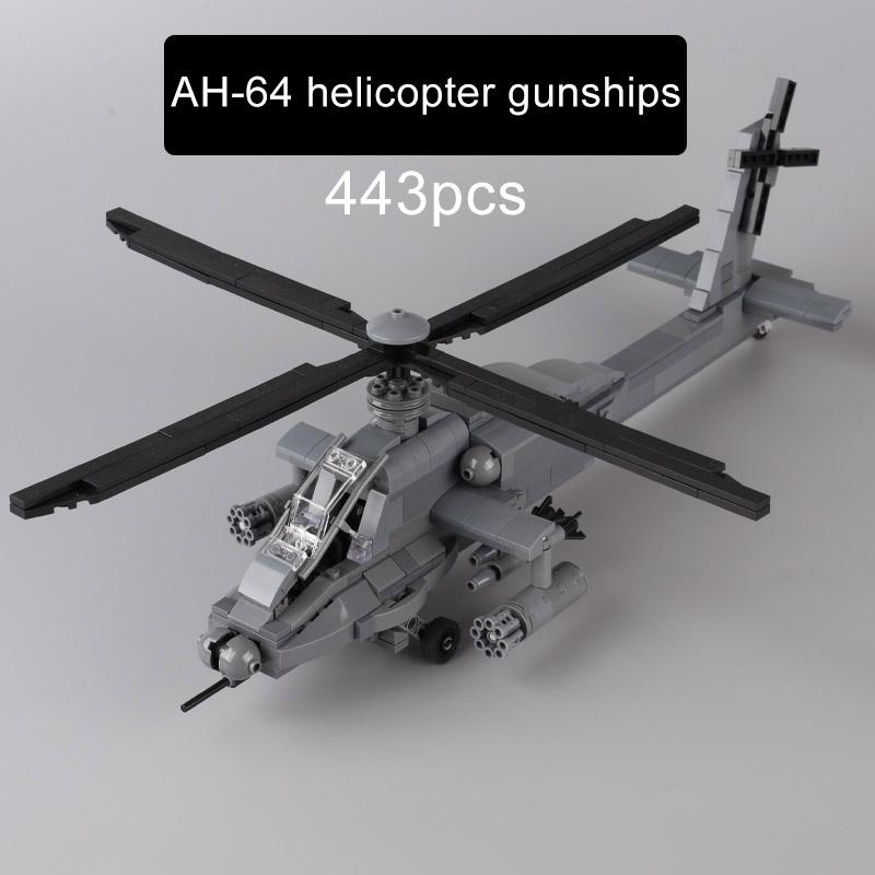 Moderne Bewaffnete Hubschrauber Bausteine USA Apache AH-64 Flugzeug Armee Feuer SWAT Polizei Flugzeug Modell Steine Kampfhubschrauber Montage Spielzeug
