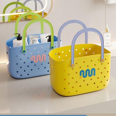 Ein Badezimmer-Aufbewahrungskorb aus Kunststoff, Großes Fassungsvermögen mit Griffen, Geeignet für Duschen in Studentenwohnheimen