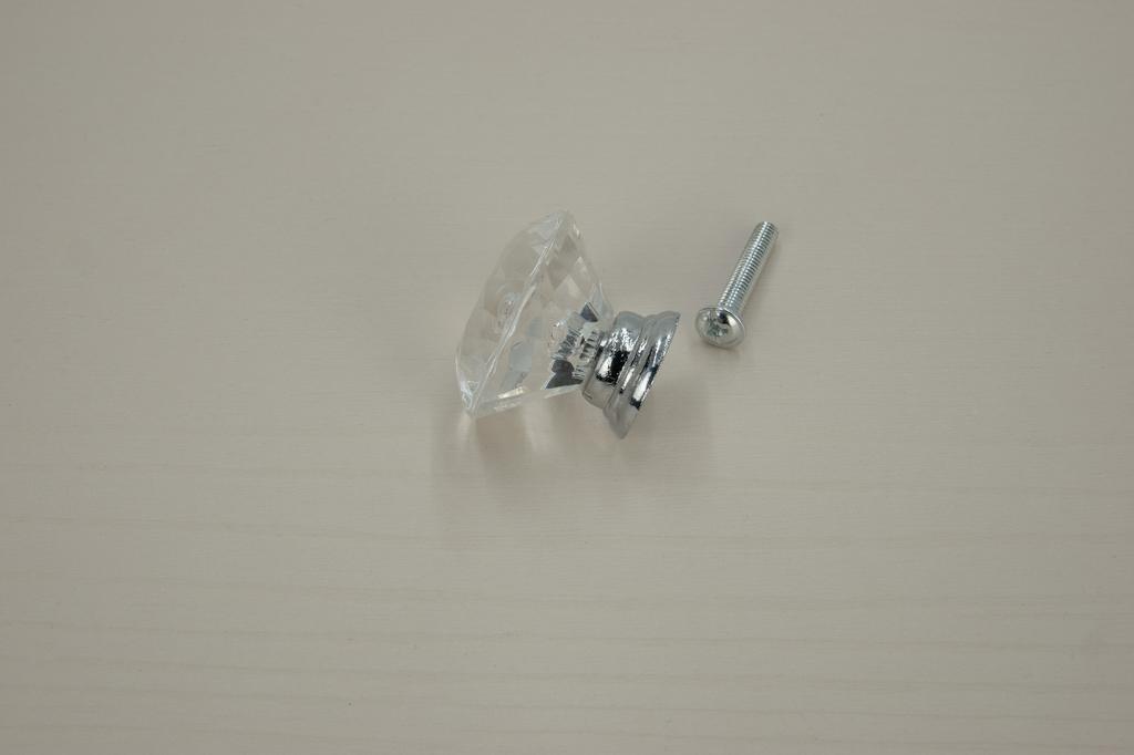 10 x Round Diamond Silver Furniture Knob