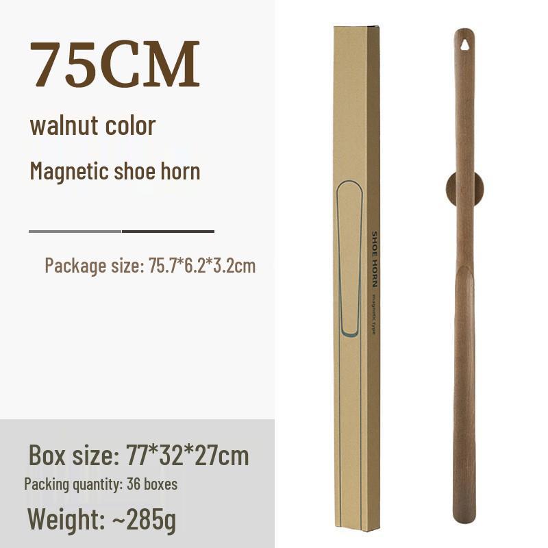 Black Walnut Long-Handled Magnetic Shoehorn: Elderly & Pregnant-Friendly Shoe Lifter Artifact.
