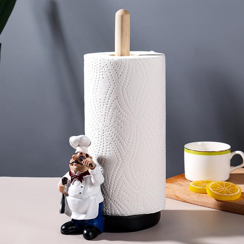 Cartoon Chef Paper Towel Holder, Portable Roll Paper Holder with Creative Design for Kitchen, Bathroom, and Restroom