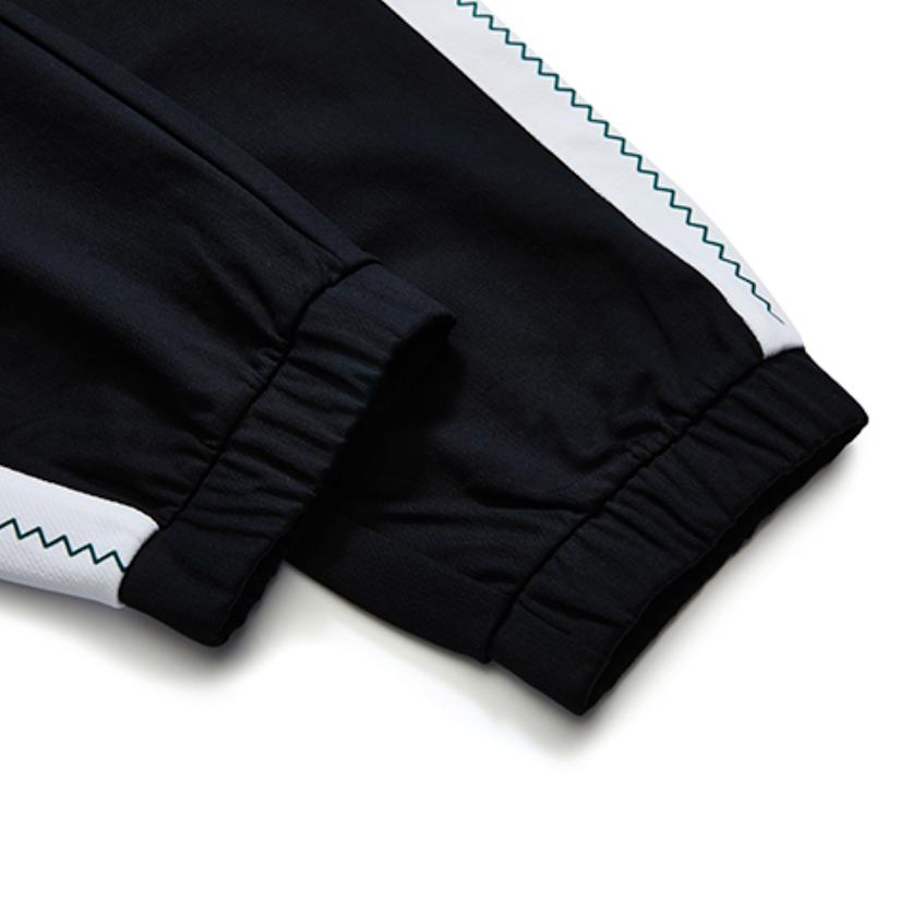 Fila Fusion Color Block Striped Loose Cuff Knit Casual Long Pants Women Bottoms Deep-Black T11W233604FBK
