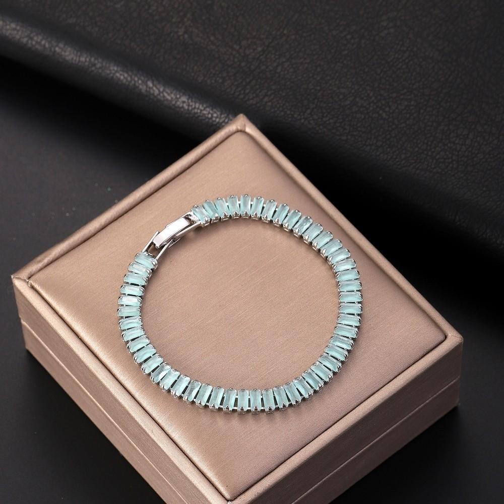 Rectangle Zirconia Zircon Chain Bracelet Rainbow Hand Chain New Crystal Bangles Jewelry