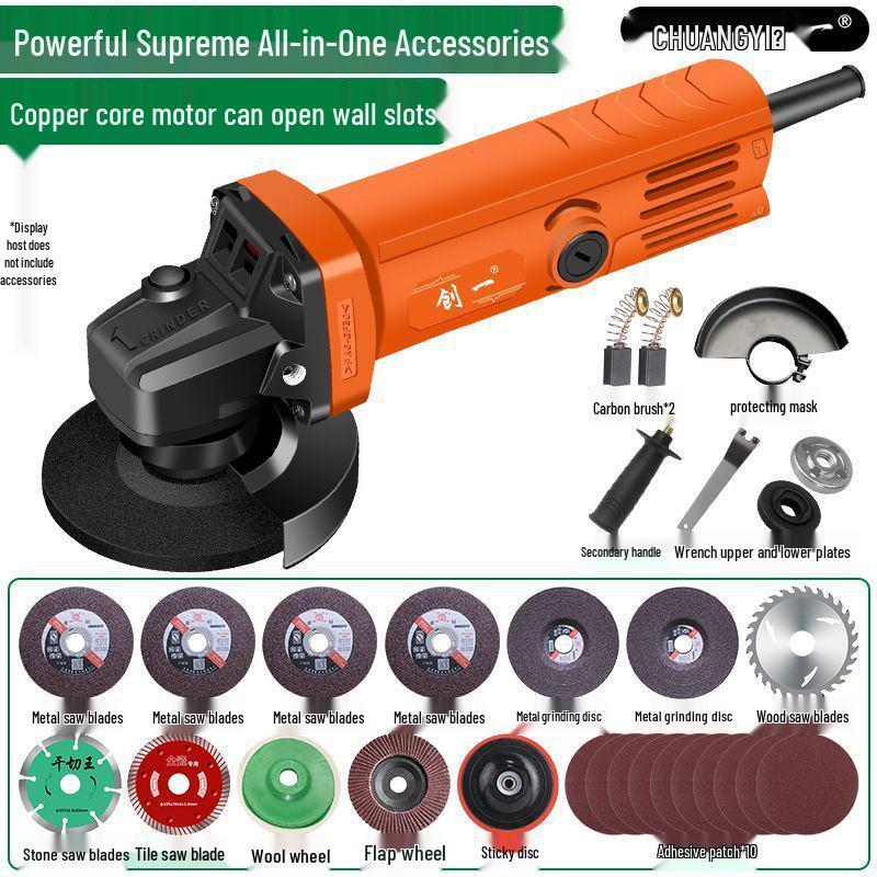 Multifunctional Angle Grinder & Polisher: Handheld Cutting, Grinding, and Polishing Tool for Household Use