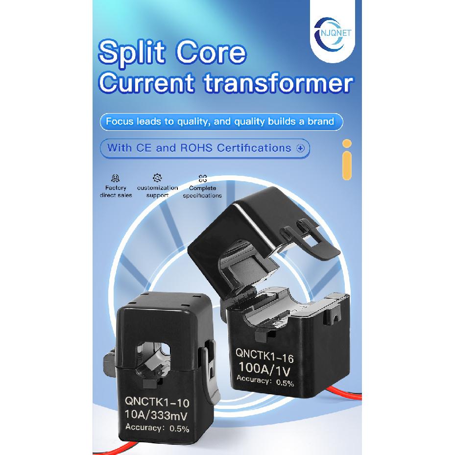 Split Core Current Transformer Open Type QNCTK1-10 30A 1V 150A 0.333V 10A 333mV 50A 100A AC Current Sensor Clamp CTReplacement Sensors2