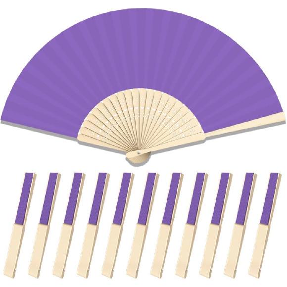 12 Pcs Paper Folding Hand Fan, 8.26 Inch Portable Small Handheld Wedding Fan Bulk for Wedding Guests, Party Favors, Bridal Baby Shower Decorations,