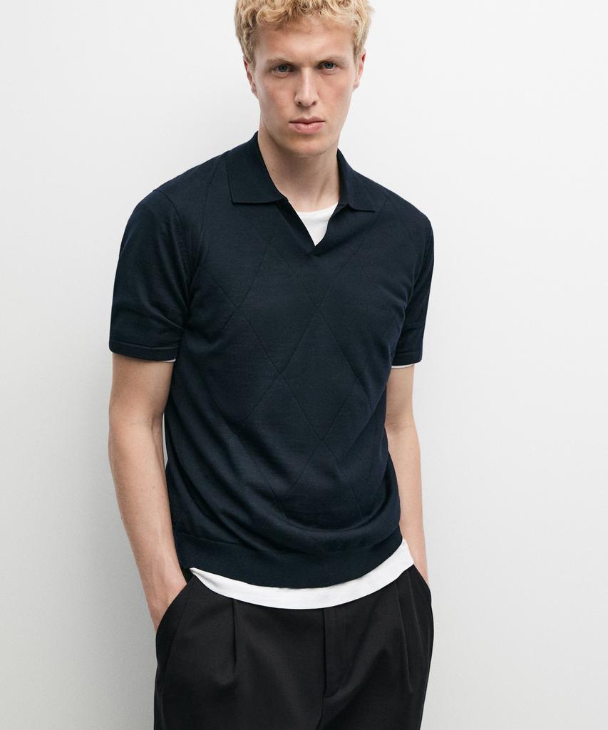 Masimodutti Diamond Pattern Jersey Polo