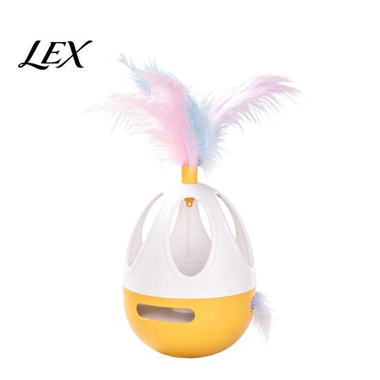 Automatic Wobble Toys for Cats Interactive Cat Toy, 360 Degree Rotating Feather Chirping Electronic Sound, Touch Activated Toy Indoor Pouncing Batting