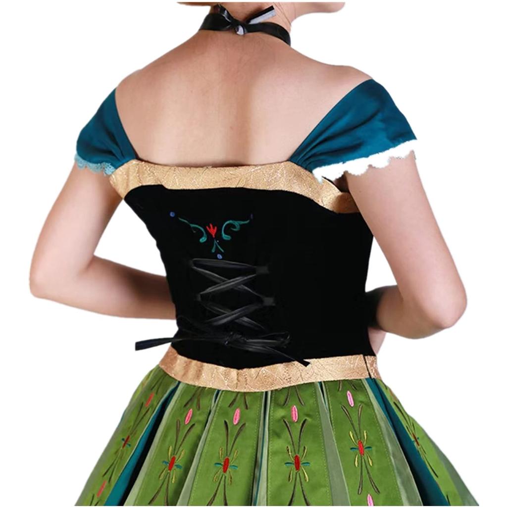 Essri Frozen Anna Princess Dress with Perfect for School Cultural and Christmas Embroidery, Cosplay, Festivals, Festivals, Festivals, Exhibitions,