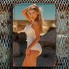 Blonde Woman Summer Beach Metal Wall Poster for Living Room