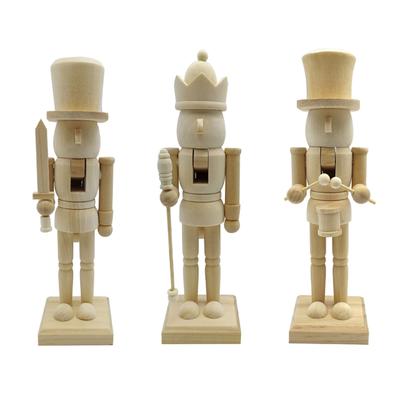 Unpainted Wood Nutcrackers Painting Crafts Nutcrackers Figures Christmas King Soldiers Unfinished Puppet Decors Ornament