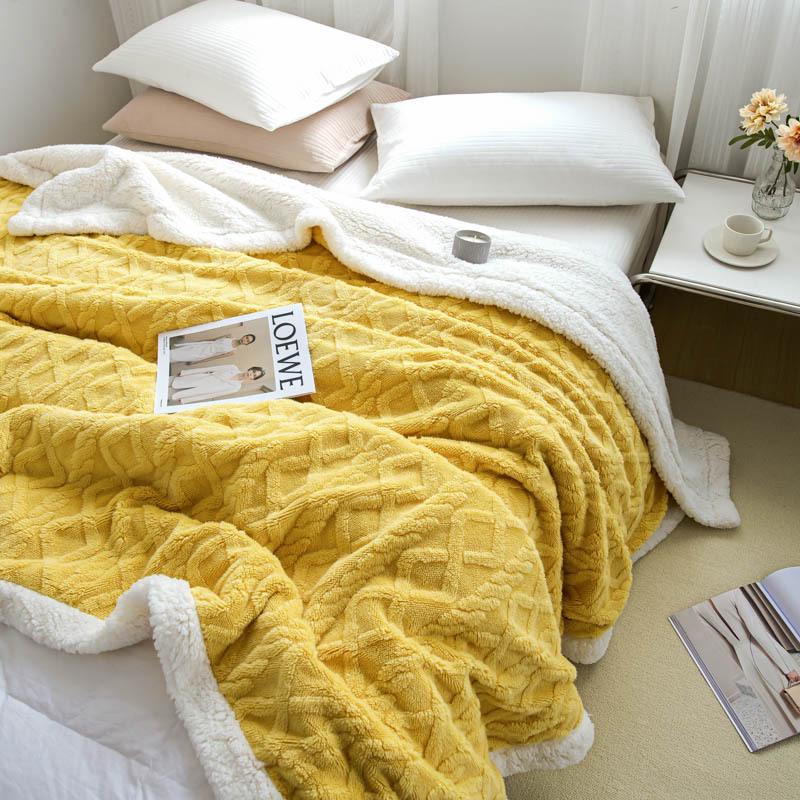 Tuff Lamb Fleece Nordic Sofa Blanket: Soft, Solid Color, Year-Round Use