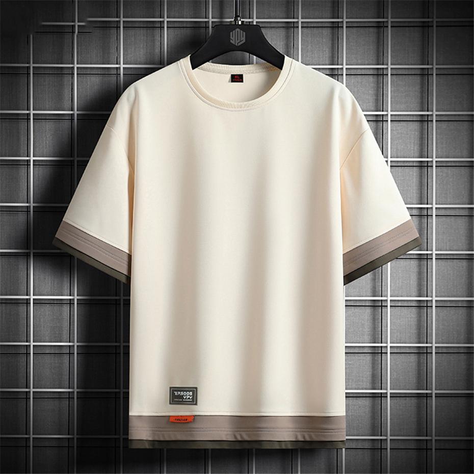 Fake Two Pieces T-shirt Men 8XL Plus Size Tops Tees Fashion Casual Summer Short Sleeve Tshirt Big Size 8XL