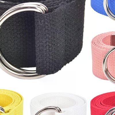 Unisex Freizeit Doppelte D-Ringe Nylon Leinwand Streifen Schnalle Bund Outdoor Gürtel