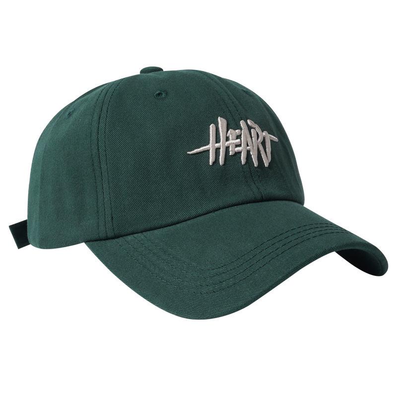 Korean New Green Retro Three dimensional Letter Embroidered Baseball Cap for Women American Casual Soft Top Trendy Brand Baseball Cap for Men