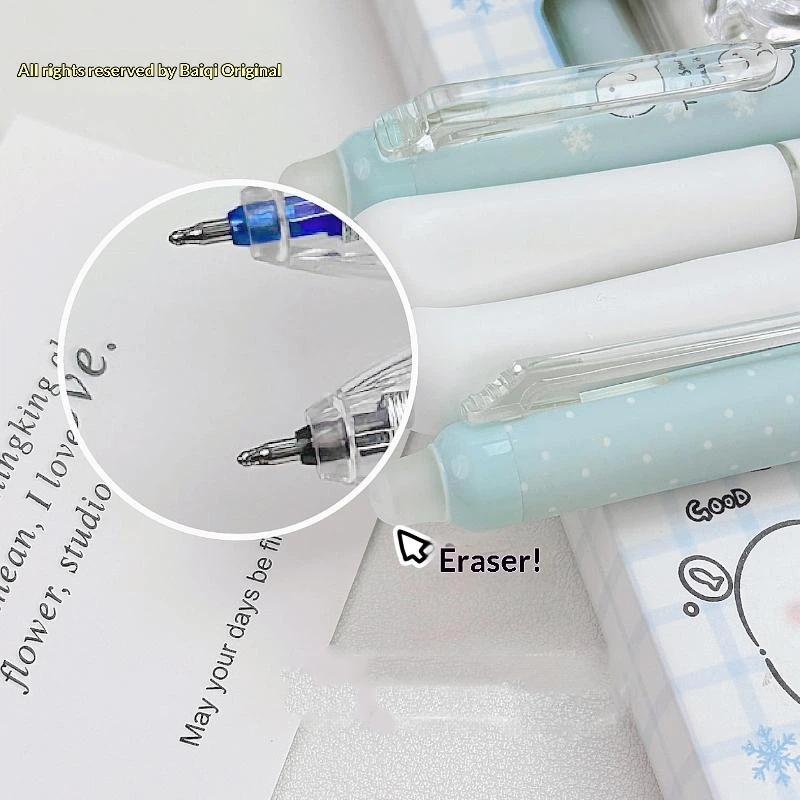 4Pcs/Set Kawaii Erasable Gel Pen 0.5Mm Blue And Black Ink Quick Dry Smooth Writing Pens School Office Stationery