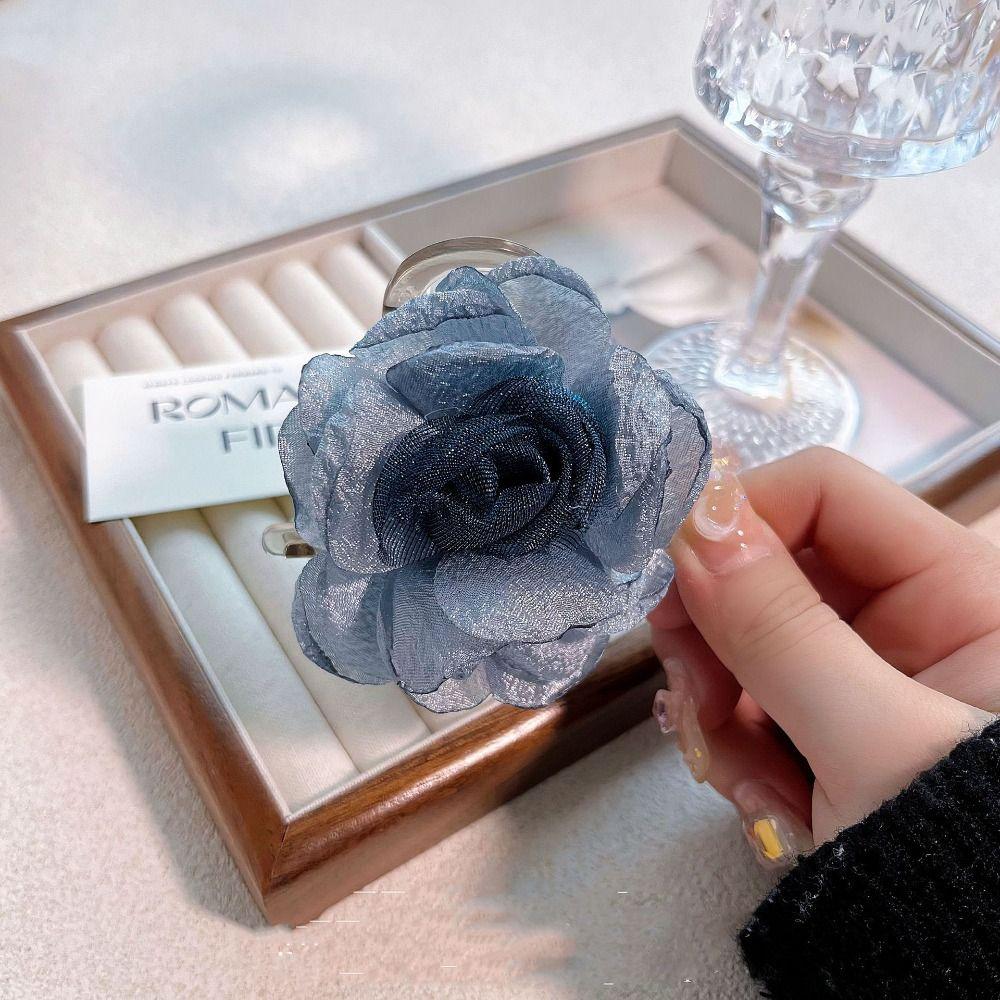 Korean Style Rose Shark Clip Cloth Flower Claw Clip Creative Simulation Flower Hair Claw  Women