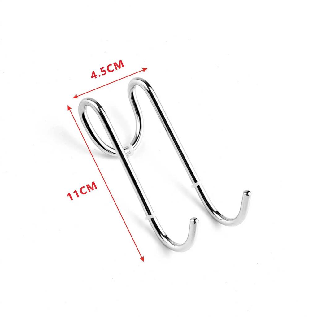 304 Hook Stainless Steel Glass Door Back Hook Hanging Double-Hook Bathroom Metal Non-stick Double-sided S-Hook Clothes-Hook