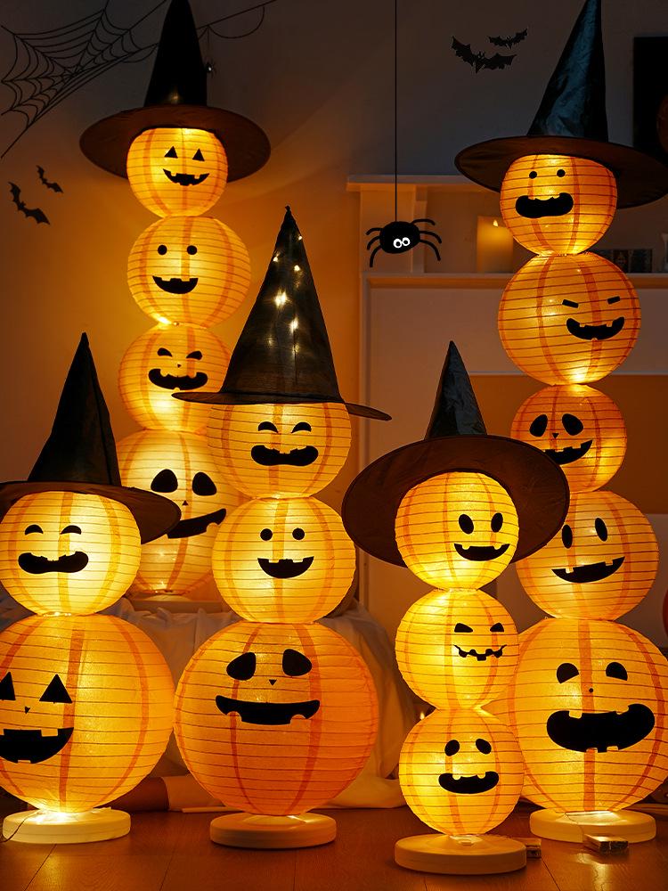 Halloween Light-Up Pumpkin Lantern Decorations for Storefronts & Bars