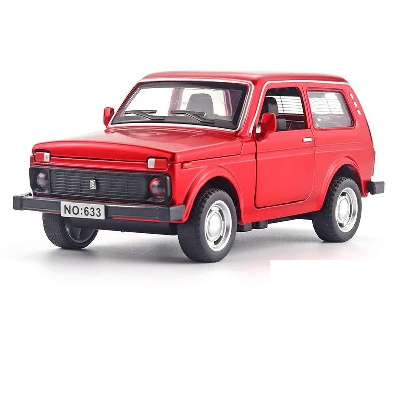 1/32 Lada Jeep Oldtimer Modell Auto Legierung Auto Diecast Modell Sound und Licht Rückzieher Spielzeug Sammlung Kinder Geburtstag Spielzeug Geschenk