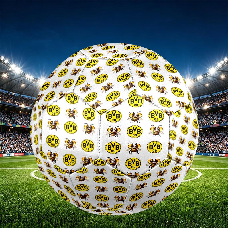 Borussia Dortmund Print Size 5 Soccer Ball, PU Wear Resistant Football for Match Training and Daily Practice, Birthday Gift for Soccer Fans