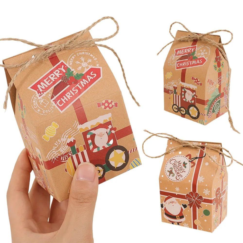 

20шт мультфильм дом подарочная коробка сумка крафт-бумага печенье упаковка еды рождественская вечеринка украшения