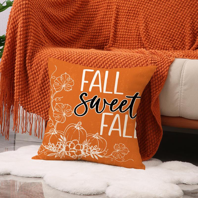 New Thanksgiving Pillow Cover Autumn Plaid Set Maple Leaf Print Cushion Indoor Versatile Sofa Cushion