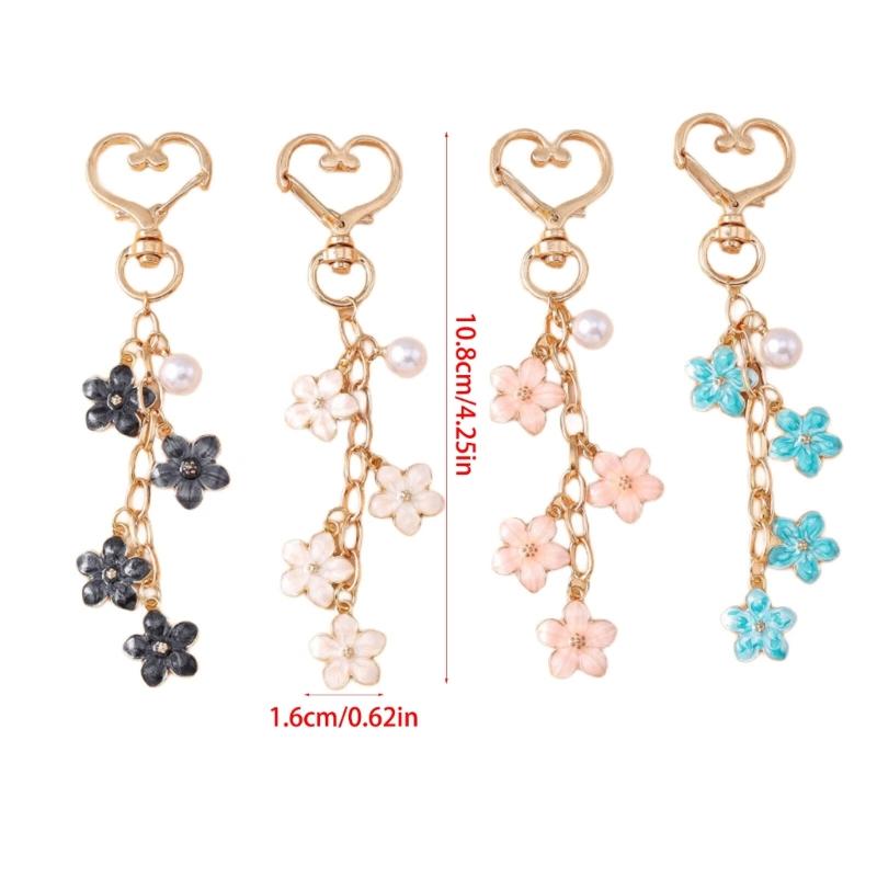 Elegant Pearls And Cherry Blossom Handbag Bag Charm With Heart Clasp Bags Pendant Keyring Decors For Fashionable Women