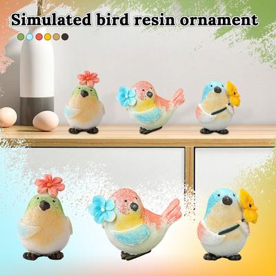 Dış Mekan Veranda Bahçe Dekorasyonları, Simülasyon Kuşun Kaldırdığı Çiçekler Reçine El Sanatları Süsleri