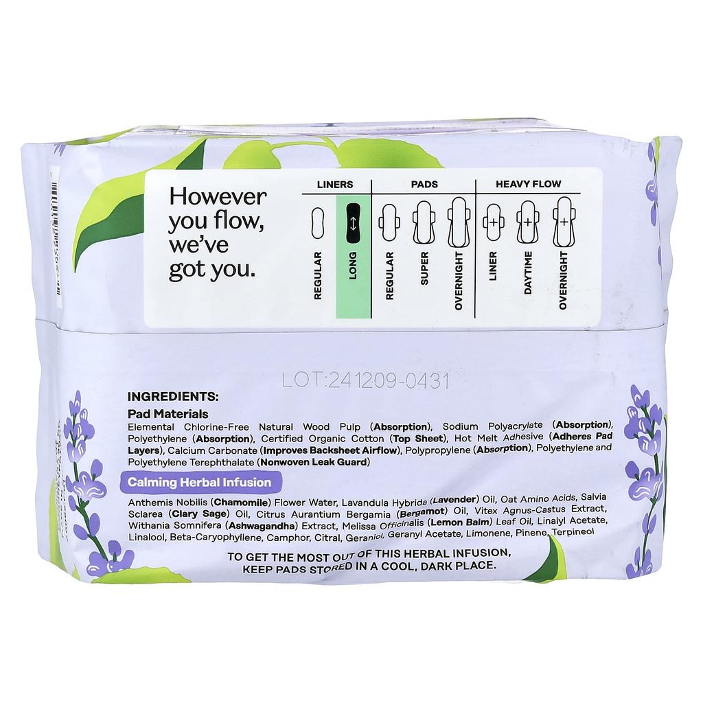 The Honey Pot Company Organic Soothing Herbs, Long Liner, 30 Count
