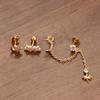 New Arrival 3PCS Stainless Steel Fashion Tassel Chain Stud Piercing Earrings Set For Women Zircon Wedding Party Jewelry Gifts